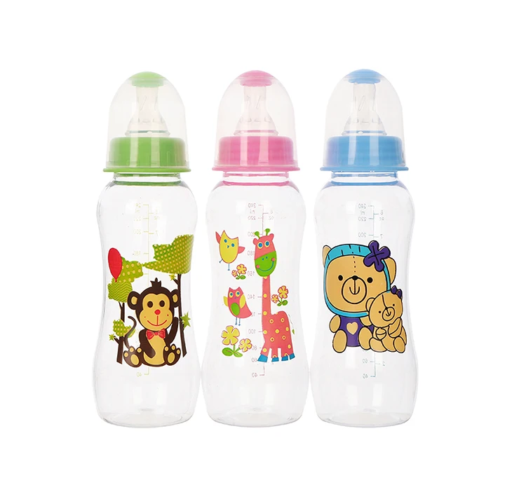 

ALG wholesale arc shape bpa free 240ml PP baby feeding bottle, Blue, pink, green