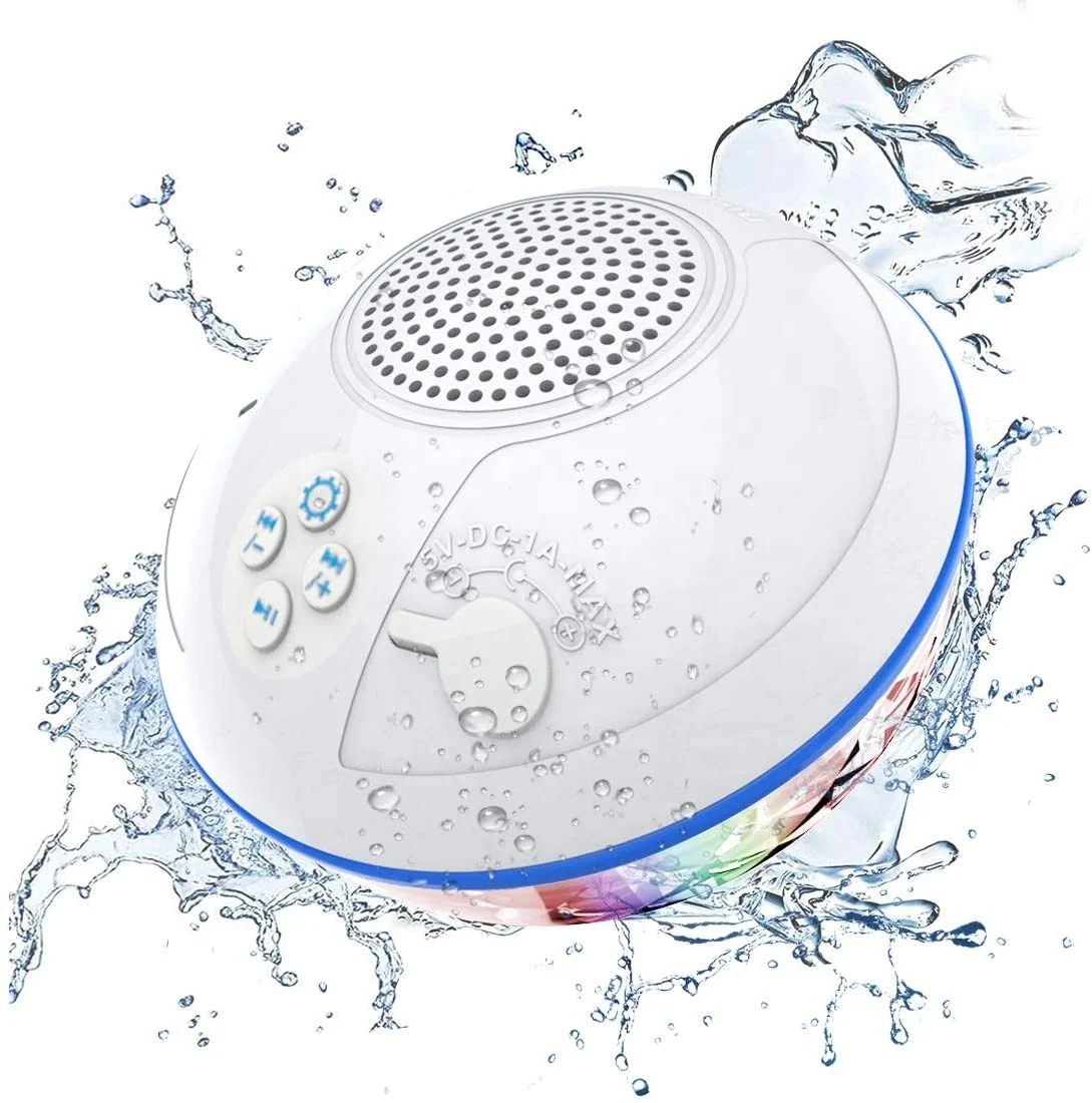 

Portable wireless Speakers with Colorful Lights IPX7 Waterproof Floating Speaker Stereo Sound Rich Bass Built-in Mic Hands Free