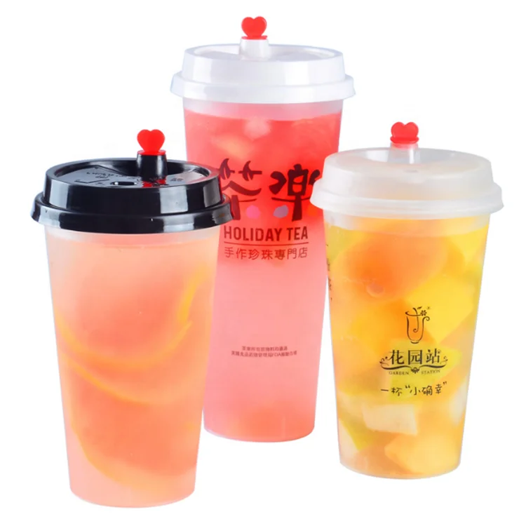 

Cold Iced Coffee Tea Drinking Cups 500ml Disposable plastic Frosted Cup with Lid, Clear