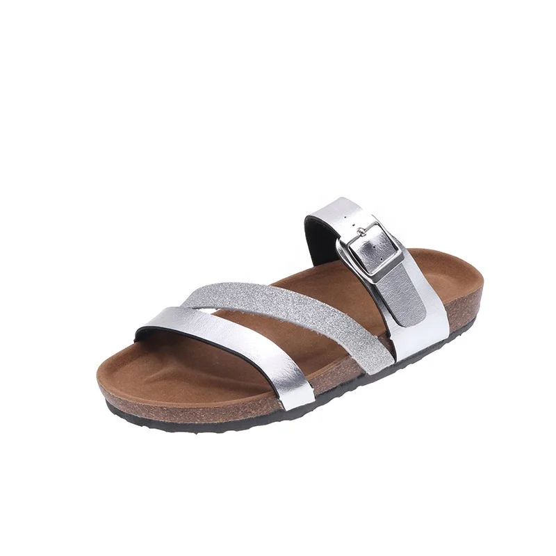 

Summer New Arrival Wholesale Casual Flat Slippers Womens Sandals, Sliver, pink, gold