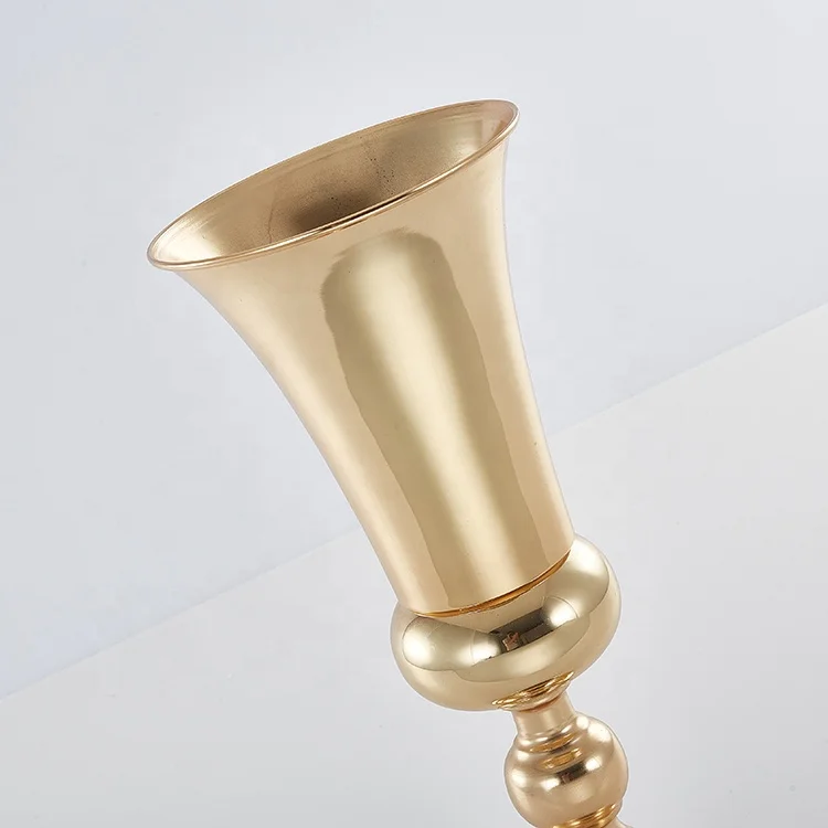 
Wedding decoration gold trumpet metal round flower vase 