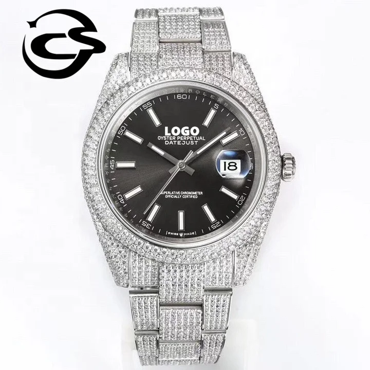 

Luxury Diver mechanical watch V3 version 904L Steel ETA 2824 Movement 126333 Ice cube Gypsophila Arab Rollexables Diamond Watch