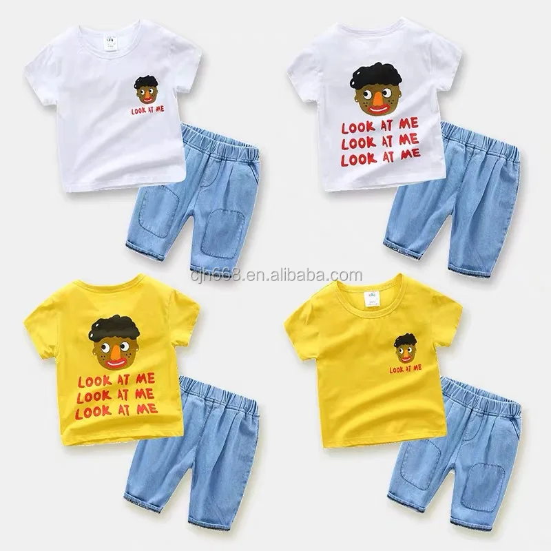 

Reasonable price comfortable cartoon design cotton child T shirt shorts kids clothing sets boys suits, Picture