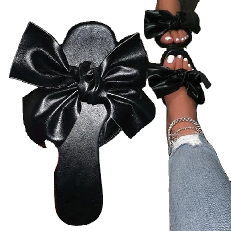 

New Arrivsl Flat heel fashion sandals Bow Tie Oem Pvc Slide Sandal Slipper Shoes For Women