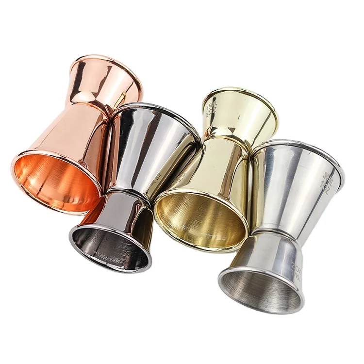 

Custom Wholesale 20/40ml 30/60ml Bar Wine Measuring Cup black Gold Double japanese cocktail copper jigger for Bar Tool, Siliver, copper,gold and gun metal black