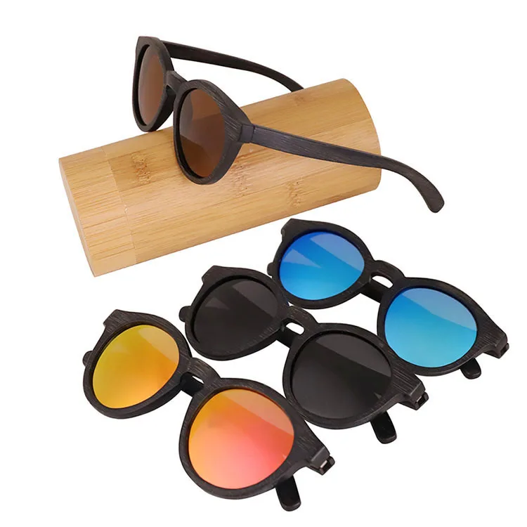 

New Type Round customized Wooden 2021 Bamboo Sunglasses Men Gafas De Sol Madera, Blue;grey;brown;orange