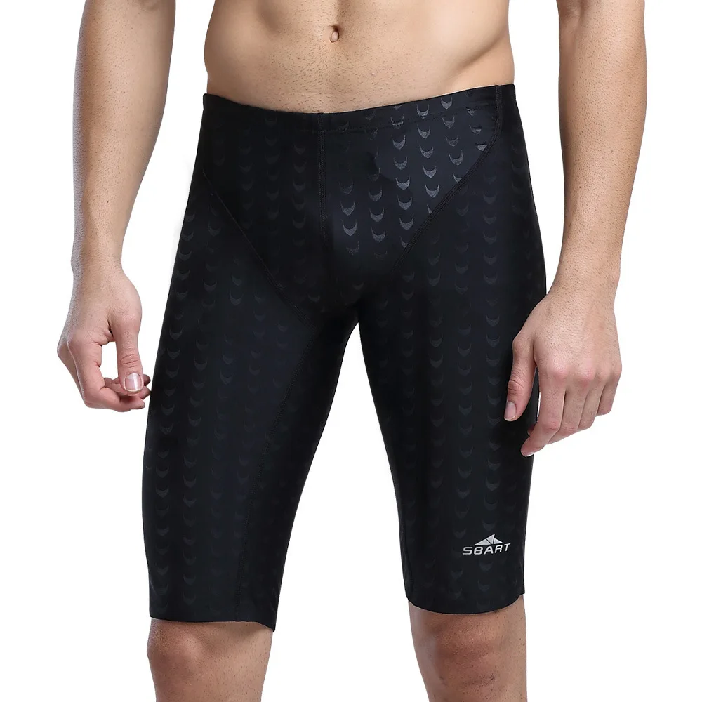 

In stock Fast Dispatch Shark Skin Men Compression Tight Fit Quick Dry Nylon Swim Shorts Trunks Pants Swim Jammer, Black