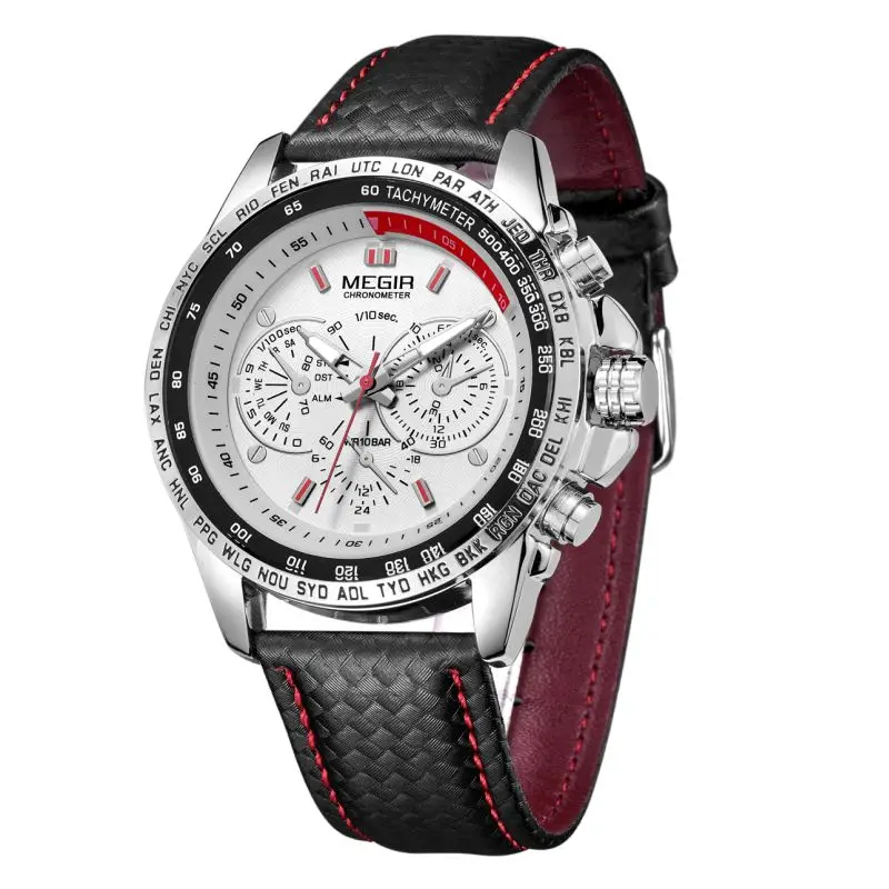 
Megir hot sale1010 black quartz movement men stylish wholesale relojes hombre sport watches men wrist watch for man watch 