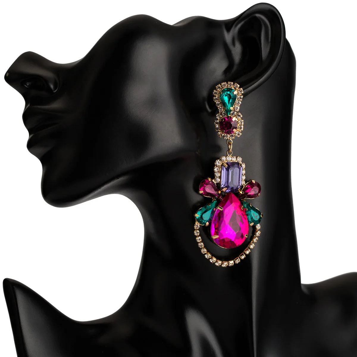 

Flower rhinestone earring 2021 dangle drop earrings crystal earings beautiful stones statement Luxury sparkly jewelry, Picture
