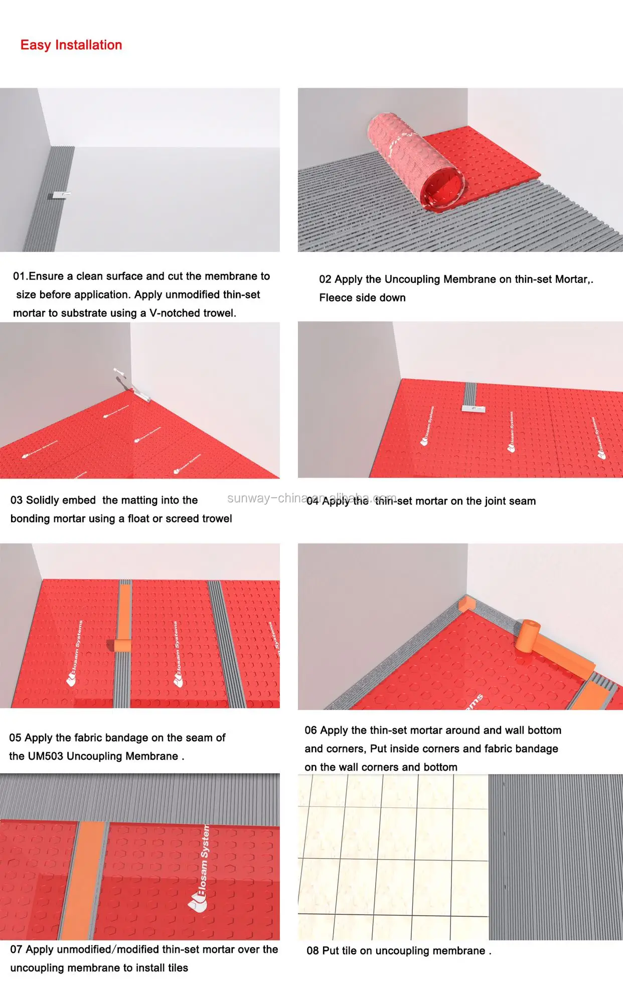Waterproofing House Wrap Membrane Uncoupling Underlayment Under Tiles