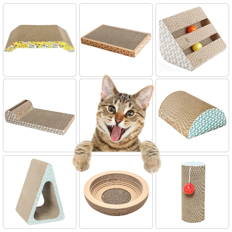 

Corrugated Cat Scratch Paper Board Cardboard Catnip Pad Grinding Nails Claw Interactive Protect Furniture Kitten Scratcher Toy