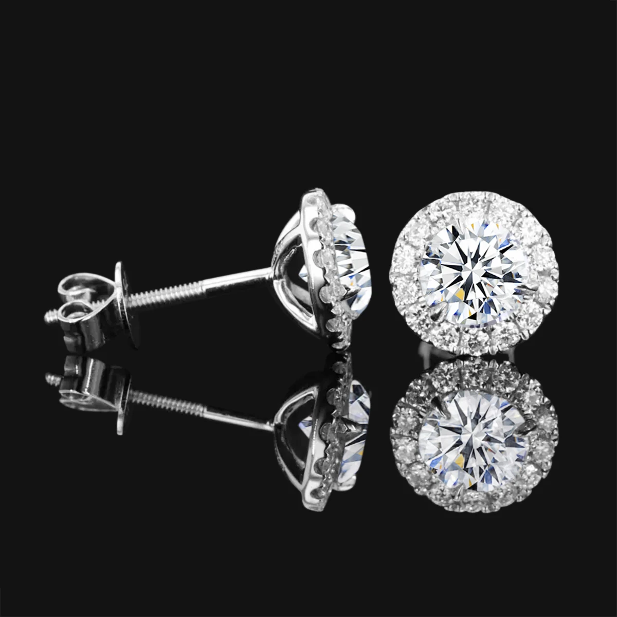 

Fine Jewelry Wholesale Woman 925 Sterling Silver White Gold Quality Accessories 1.2 Carat Moissanite diamond earrings studs