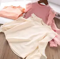 

Toddler T Shirt 2020 Spring Kids T-Shirts Cotton Ruffles Off shoulder Clothes Girls Tops