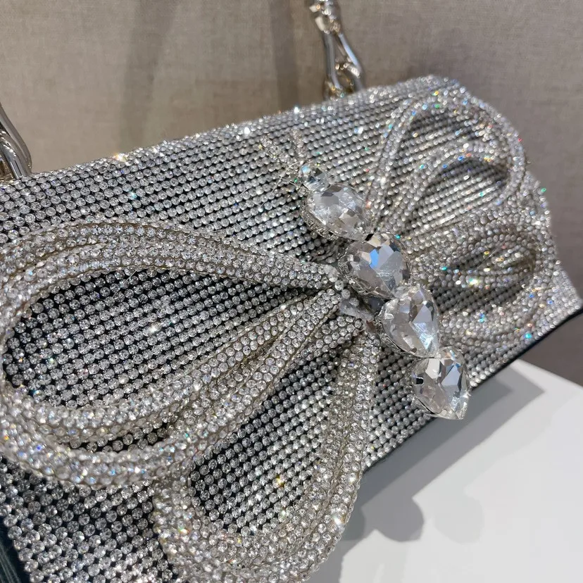 

Women Diamond Bow Bags Designer Luxury Party Clutch Purse Ladies Dinner Party Bags Shiny Rhinestones Evening Women Handbags