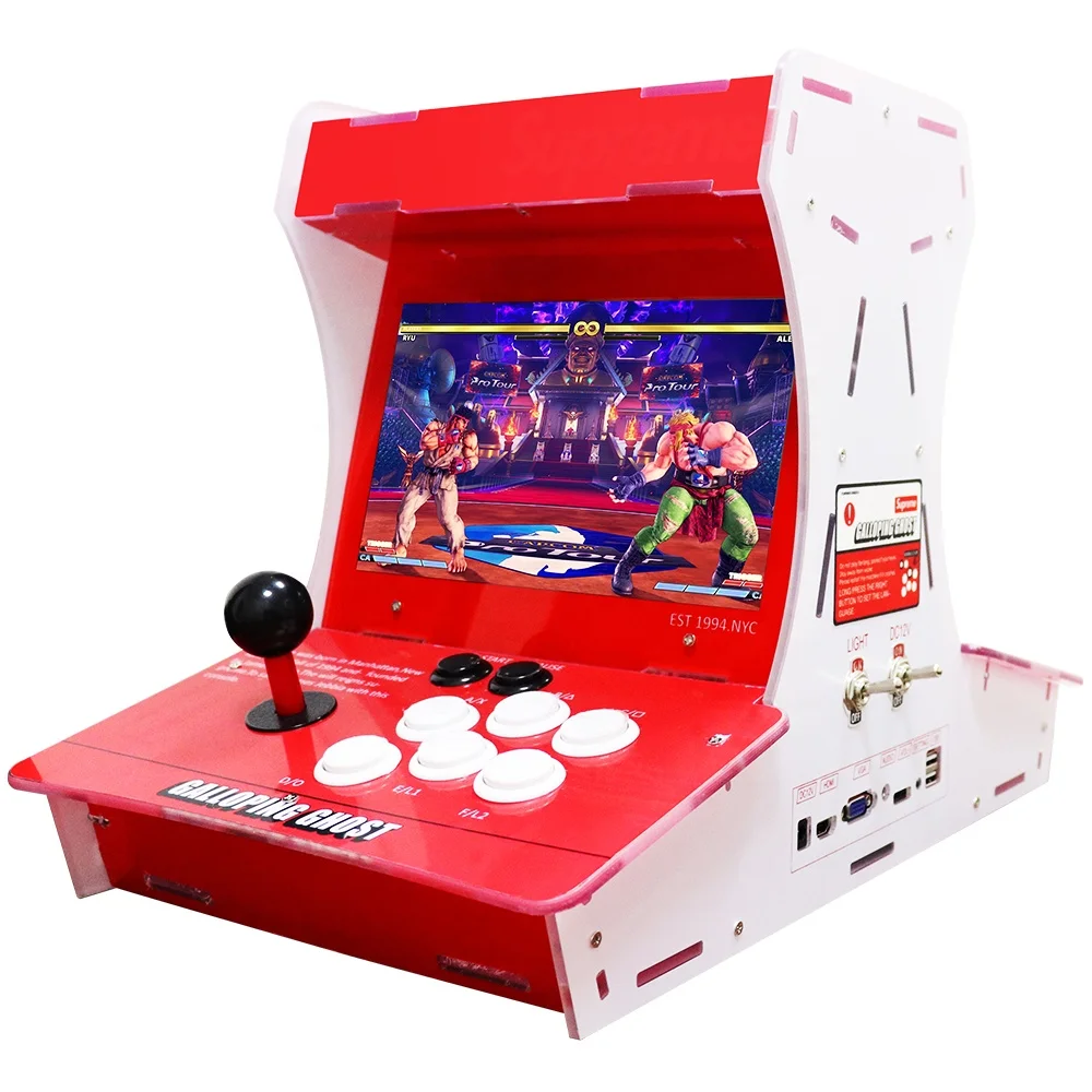 

Newest Arcade Games Machines Box Mini Bar Top Arcade Machine Retro 2D 3D Mini Fighting Games, Black/red