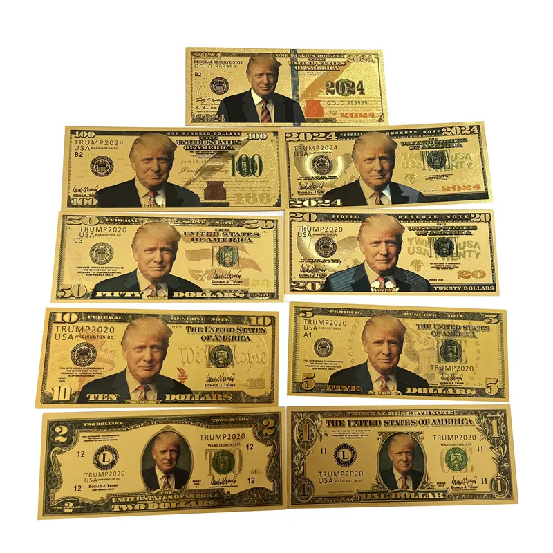 

Original Size Colorized USA President Donald Trump Biden 100 Bill Dollar Gold Foil Banknote Money, Customized color