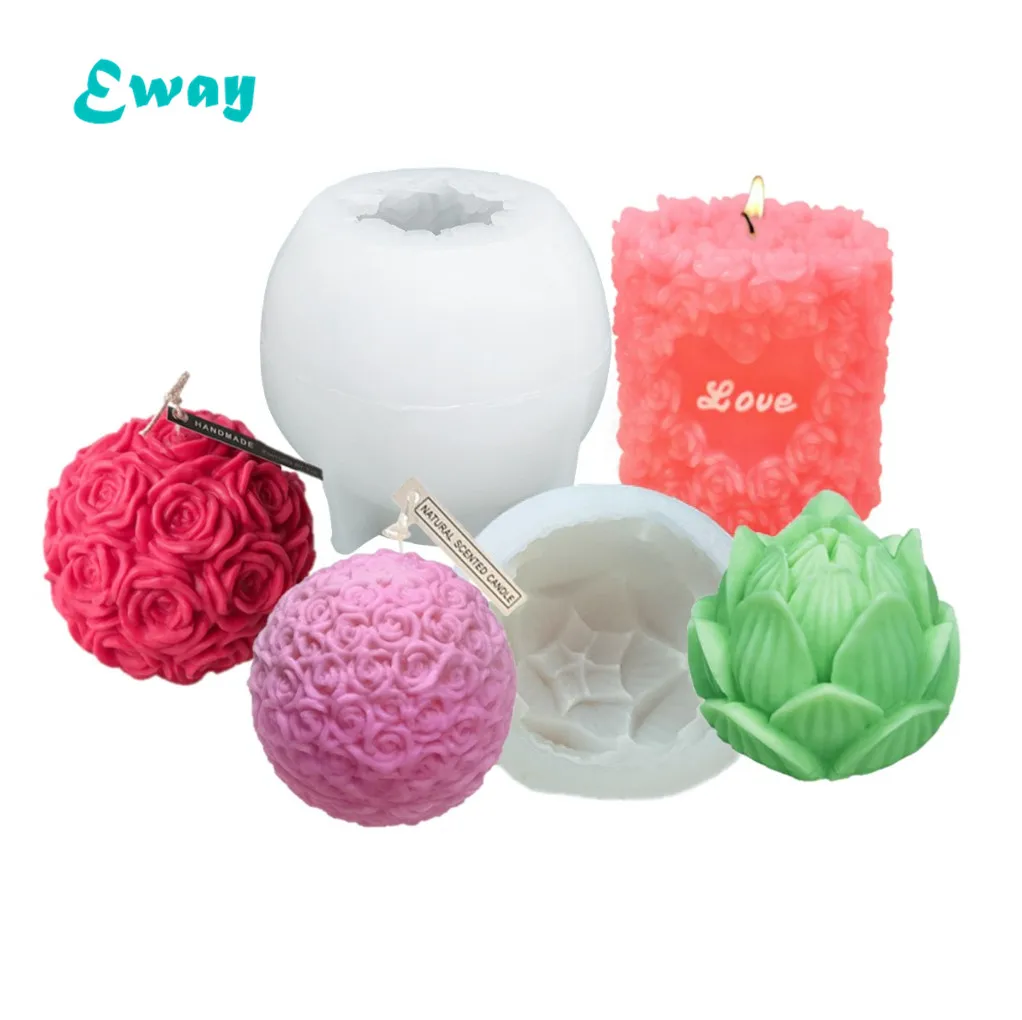 

Large size 3D Flower pot mould plastic crystal rose candle mold, Flower candle mould pot