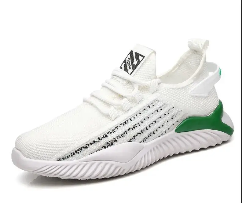 

2021 New Fashion Breathable Mesh Upper Material Soft Elastic Band sport Shoes Casual Cool Men Running Sneaker