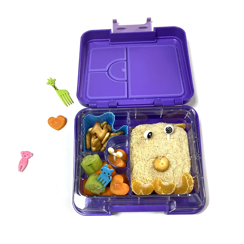 

Eco plastic Cute Kids dinnerware snack food fruit bento box for camping picnic bento fiamberas, Pink, customized