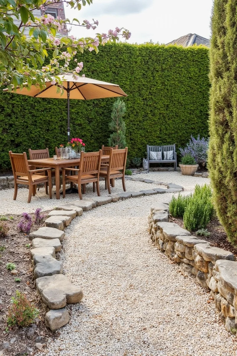 Custom metal art featuring dog silhouette in gravel garden bed