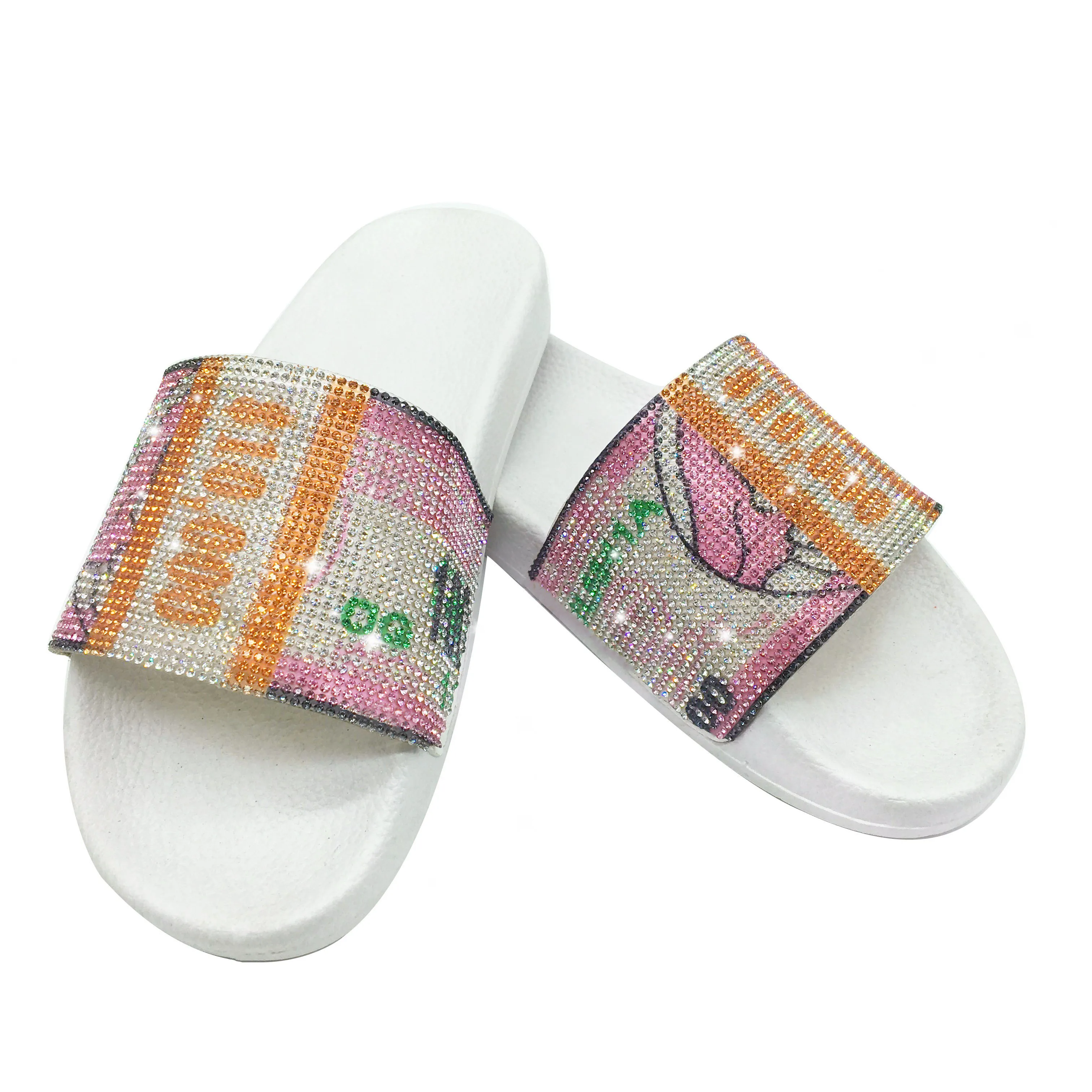

Diamond Dollar Slides slippers new fashion soft and comfortable flat bottom platform sandals for women and ladies