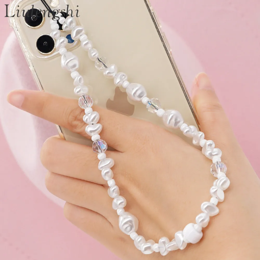 

New Phone Chain Women Phone Accessories Strap Lanyard Wholesale Pearl Mobile Phone Chain