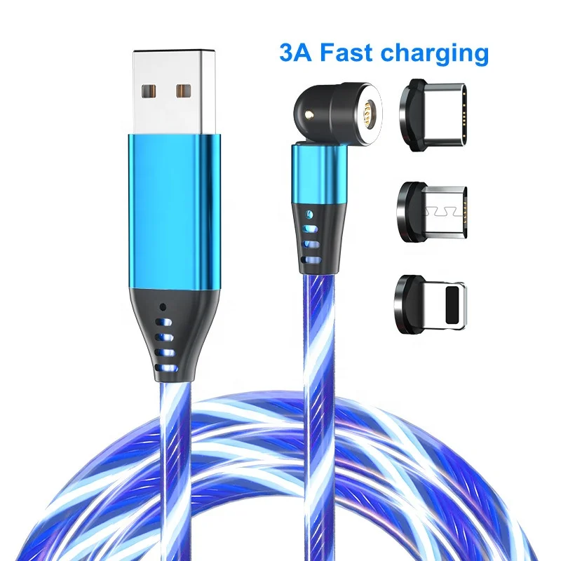 

Wholesale flowing light led magnetic charging 3a fast charger cable 1M 2M Magnetic Fast Charging Data Cable