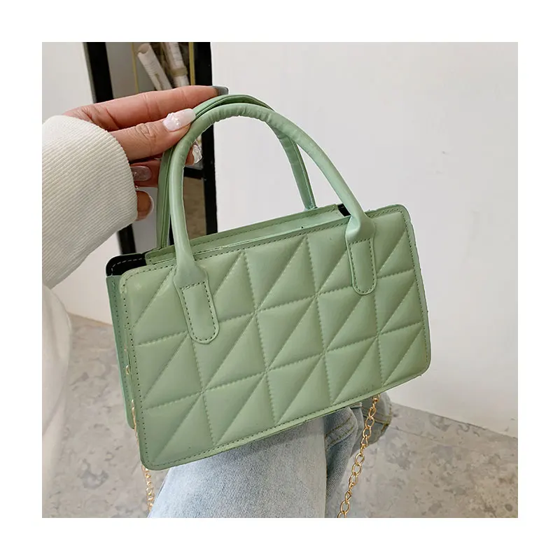 

Fashion Women's Shoulder Bag Luxury Designer Chain Tote Bag PU Leather Diamond Handbag Ladies Small Square Bag Under Arms