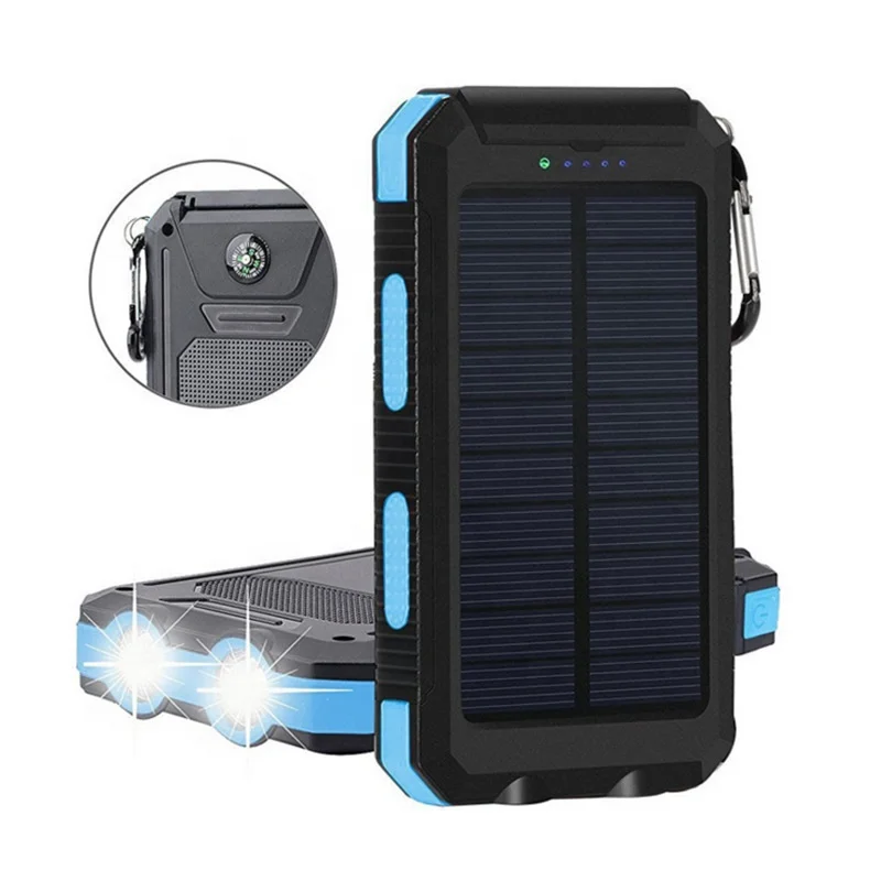 

Portable waterproof 20000mAh S11 Solar Powerbank with LED Light Dual USB Mobile phone Charger External Battery Pack powerbanks, Black orange, black blue, black, black green