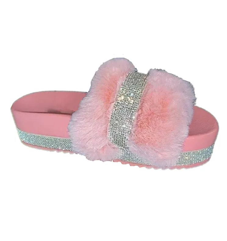 

Wholesale Female Furry Flip Flops Casual Women Spring Summer Autumn winter Real Fur Feather Fuzzy Slipper Open Toe Fur Sandal