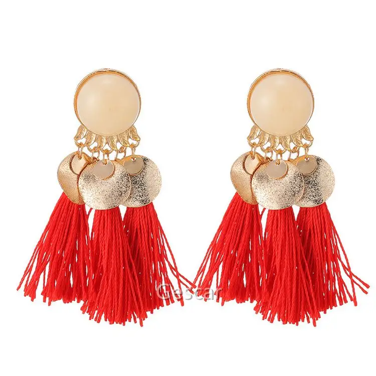 

Hot Fashion Bohemian style Jewelry Craft Tassels Earring Long Pattern Earring Especial With Sequins Earring Wholesale