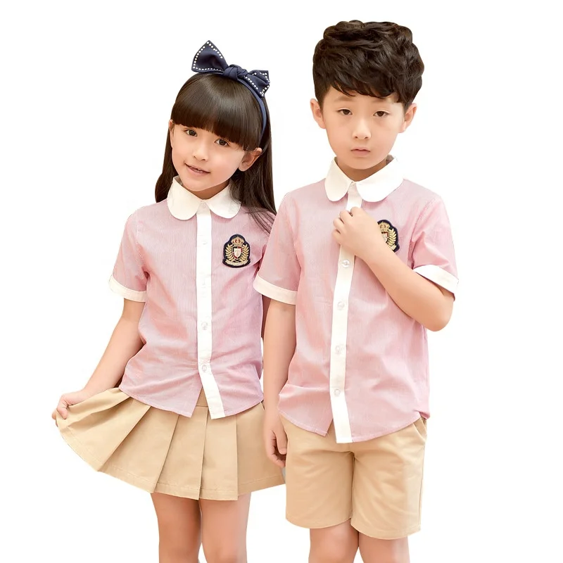 

Kindergarten dress children short sleeve suit school uniform shirt shorts short skirt boys and girls primary school dress