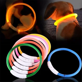 

Led Safety Accessories for Pet LED Silicone USB Rechargeable Flashing pet supplies led dog collar light up warning light for cat, 8 colors as decribed