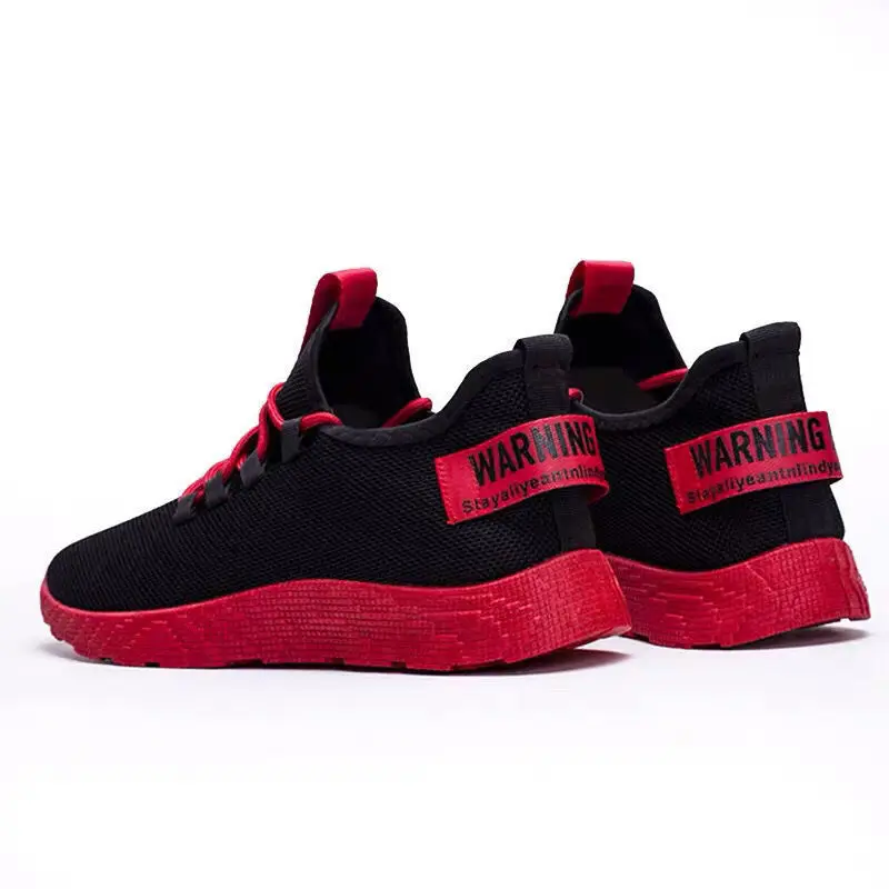 

cheap men shoe mesh Wear-Resistant running casual sport sneakers men`s running shoes size 46, Custom ( black&red)