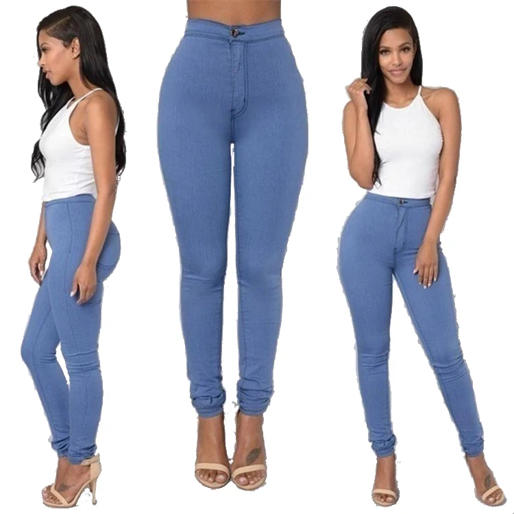 

2021 Ladies Slim High Waist Candy-colored Pencil Pants Female Trousers Skinny Stretchy Plus Size Jean For Woman, 6 colors