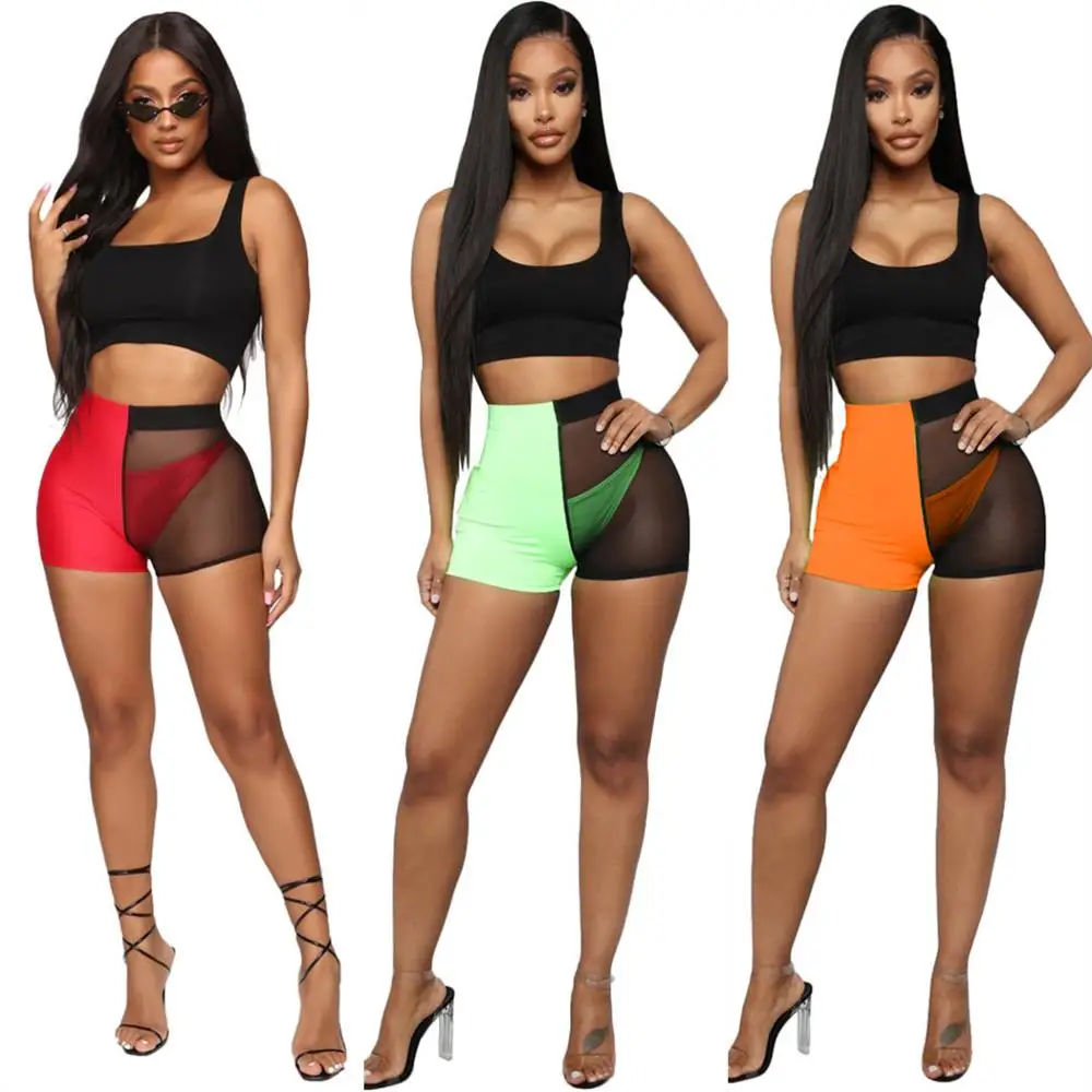 

2021 Summer Fashion Women Casual Sleeveless Tank Crop Mesh Patchwork Pants See Through 3 Pieces Set Outfits Tracksuit, Picture show
