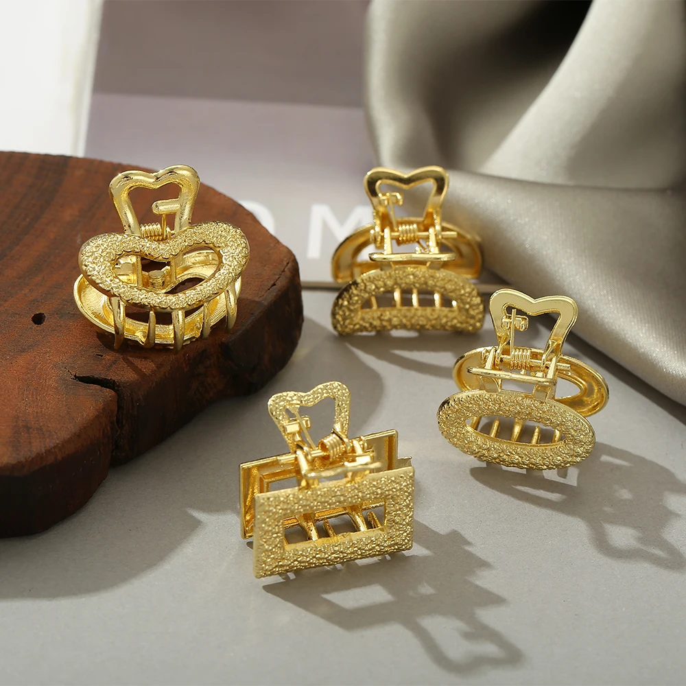 

2021 New Fashion Hair Accessories Creative Colorful Hair Golden Grip for Women Alloy Metal Hair Clip Set for Girls