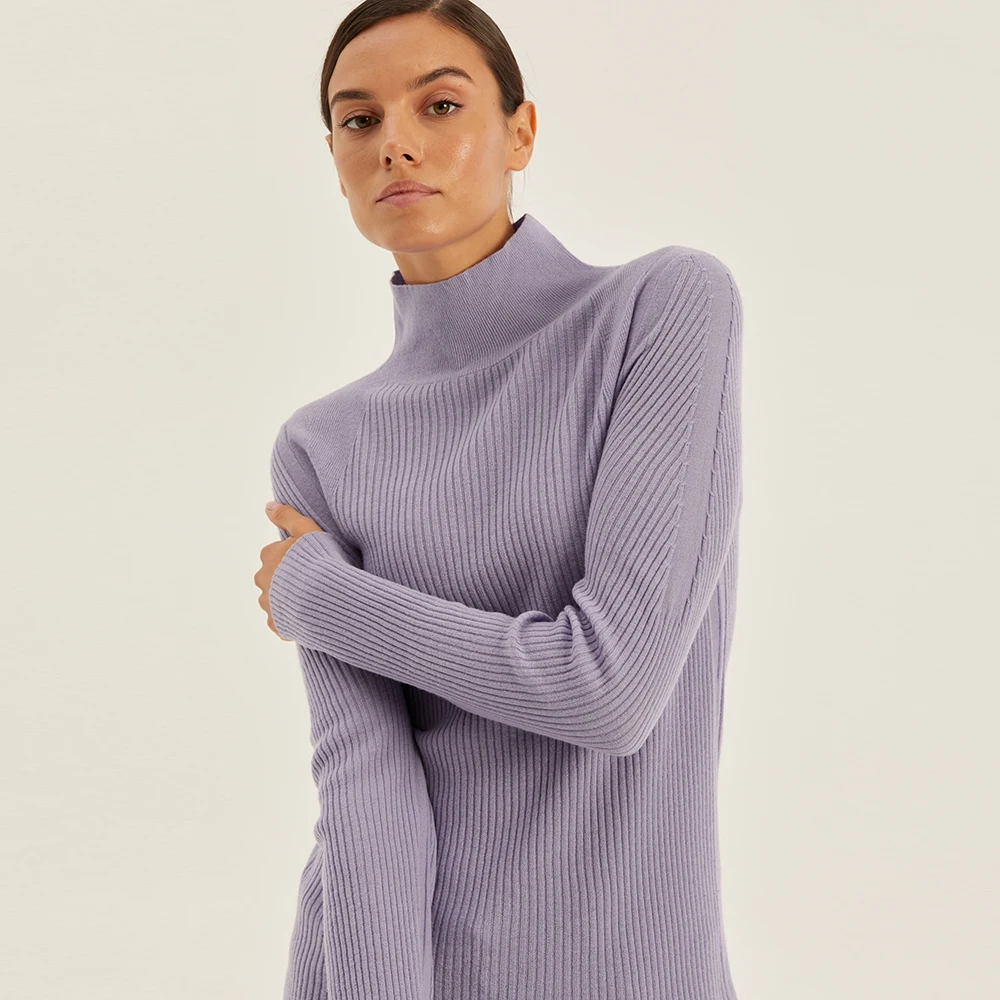 

Wholesale Clothing Knitted Women Sweater Mid-high Neck Pullover Pullover Sweater Women