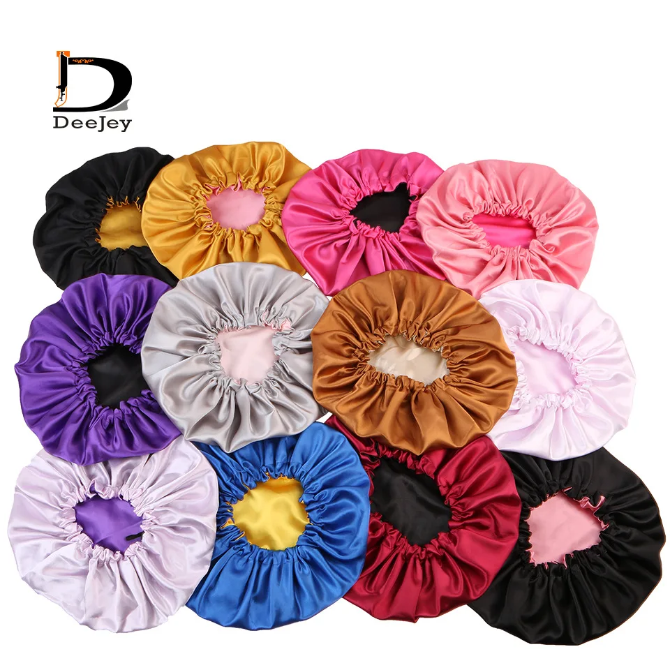 

new designsleeping bonnets with custom logo for hair cap, Natural black