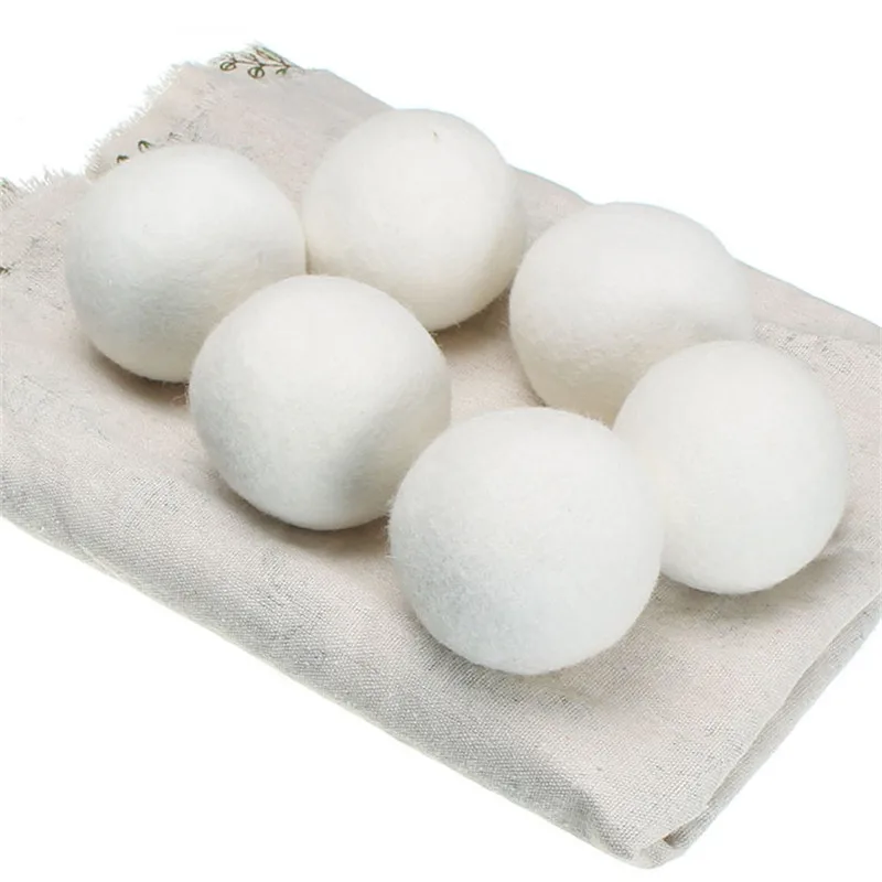 

high quality wool dry balls 6 pack 7cm organic for laundry ball 100 % New Zealand wool dry ball, White