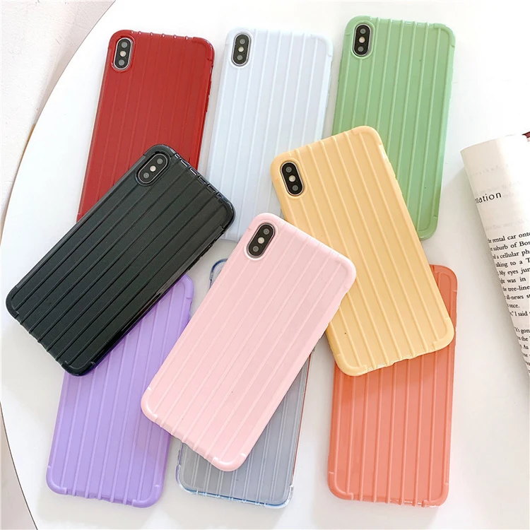 

Fashion custom travelled box stripe airbag shockproof jelly soft tpu phone case for redmi note 7 pro note7 7s back cover case