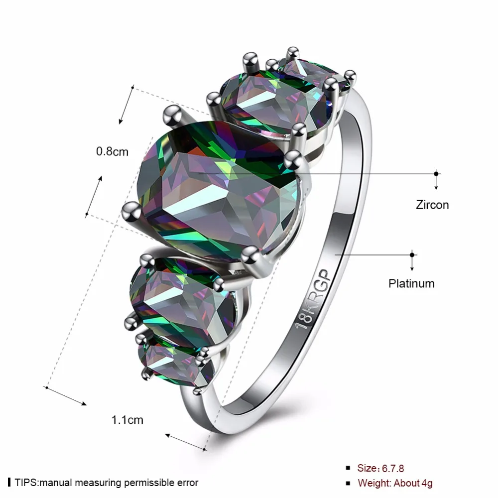 Wholesale Women Fashion Custom Design Plated Cubic Zircon 6 # 7 8 Engagement Ring