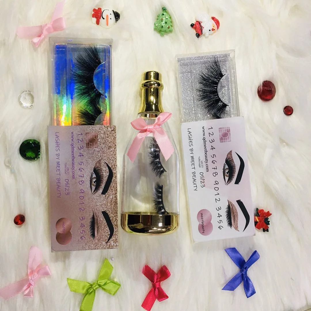 

wholesale wink mink strips false eyelash packaging credit card plastic case 25MM mink lashes private label case, Black