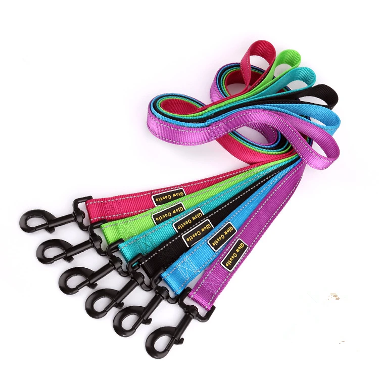 

Wholesale personalized custom PVC logo high quality fashion luxury neoprene nylon reflective dog leash