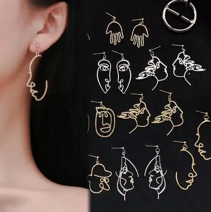 

Punk Face Hanging Earrings Women's Retro Abstract Hollow Earrings for Women
