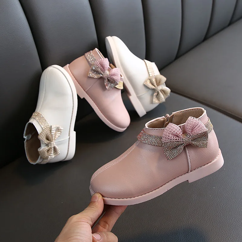 

Autumn Winter New Korean Bow Princess Boots Mid-tube Short Little Girls kids Boots