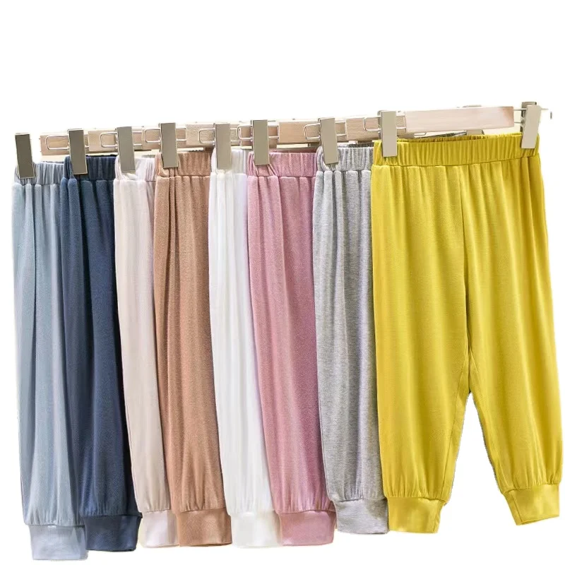 

Children Anti-mosquito Pants Pure Modal Cotton Solid Loose Harem Trousers Unisex Kids Girls Pants