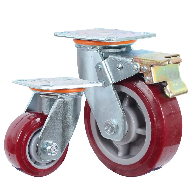 4568 inch heavy duty polyurethane swivel industrial rubber caster trolley cart wheels