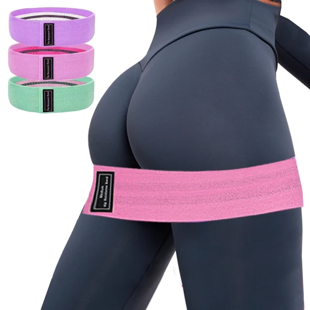 

Private Label Home use Solid colorful Elastic Waist Trainer Thigh Bands Fabric Resistance Bands Webbing Wholesale, Pink, cyan, purple, gray, dark gray, black or customized color