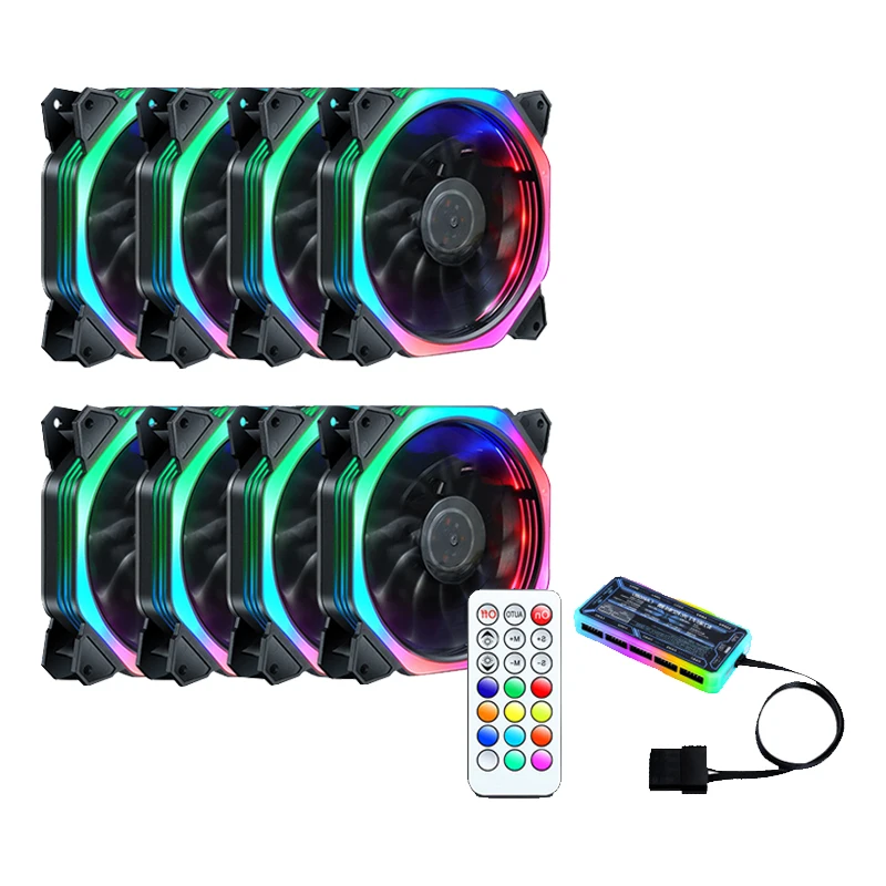 

2021 RGB colorful LED Light PC Cooler Fan Cooling Fan for Computer Case, Multi-color